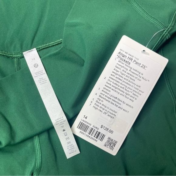 Lululemon Align High Rise Pants Leggings w Pockets Everglade Green 12 14 Nwt - Picture 9 of 9